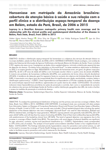 Hanseníase em metrópole da Amazônia brasileira: cobertura de atenção básica à saúde e sua relação com o perfil clínico e a distribuição espaço-temporal da doença em Belém, estado do Pará, Brasil, de 2006 a 2015