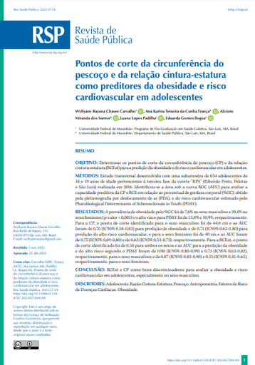 Appropriate neck circumference and waist-to-height ratio cut-off points as predictors of obesity and cardiovascular risk in adolescents