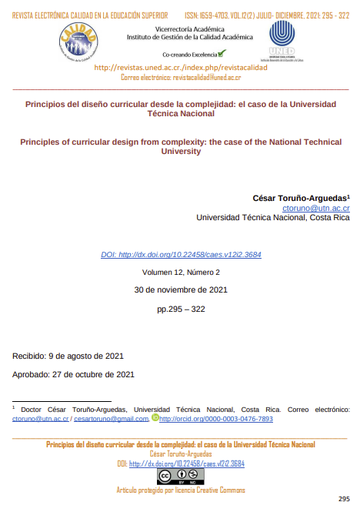 Principios del diseño curricular desde la complejidad: el caso de la Universidad Técnica Nacional