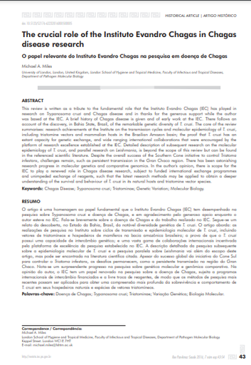 O papel relevante do Instituto Evandro Chagas na pesquisa em doença de Chagas