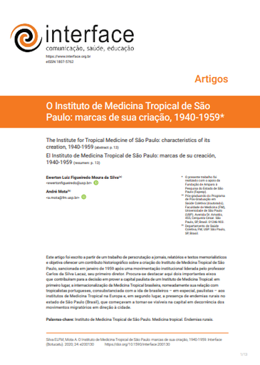 O Instituto de Medicina Tropical de São Paulo: marcas de sua criação, 1940-1959