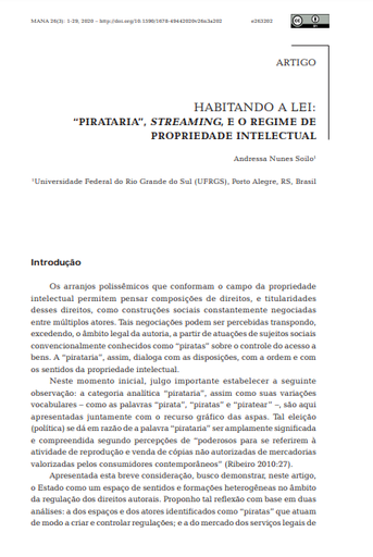 Habitando a lei: “pirataria”, streaming, e o regime de propriedade intelectual