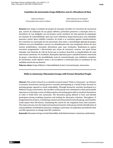 Caminhos da Autonomia: Grupo Reflexivo com Ex-Moradores de Rua