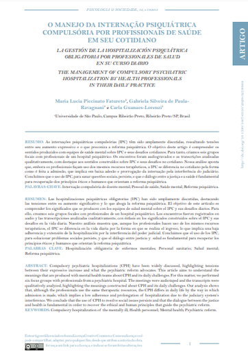 O MANEJO DA INTERNAÇÃO PSIQUIÁTRICA COMPULSÓRIA POR PROFISSIONAIS DE SAÚDE EM SEU COTIDIANO