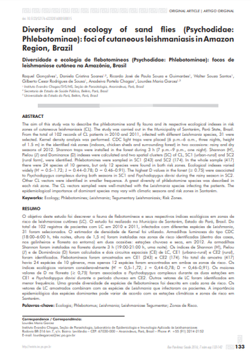 Diversidade e ecologia de flebotomíneos (Psychodidae: Phlebotominae): focos de leishmaniose cutânea na Amazônia, Brasil