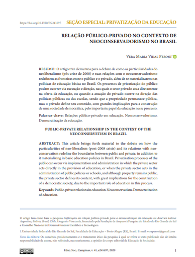 RELAÇÃO PÚBLICO-PRIVADO NO CONTEXTO DE NEOCONSERVADORISMO NO BRASIL