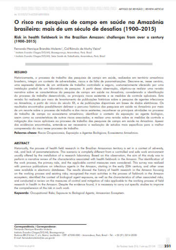O risco na pesquisa de campo em saúde na Amazônia brasileira: mais de um século de desafios (1901-2015)