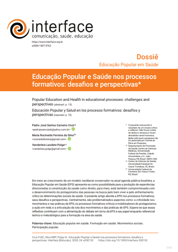 Educação Popular e Saúde nos processos formativos: desafios e perspectivas
