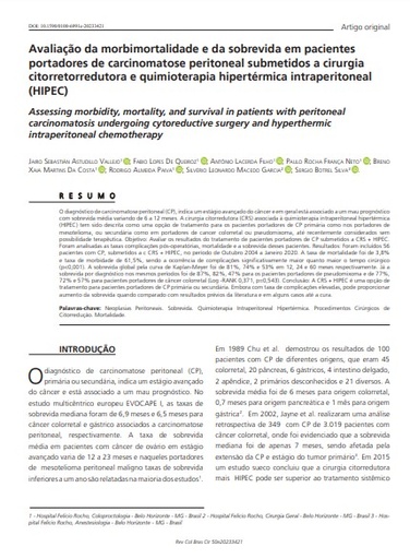 Assessing morbidity, mortality, and survival in patients with peritoneal carcinomatosis undergoing cytoreductive surgery and hyperthermic intraperitoneal chemotherapy