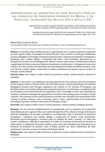 Apropriações da geometria de José Augusto Coelho na formação de professor primário do Brasil e de Portugal (passagem do século XIX e século XX)