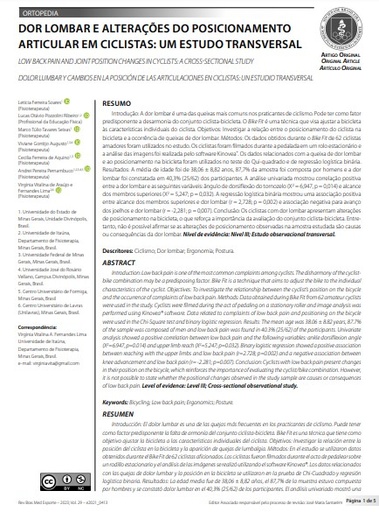 LOW BACK PAIN AND JOINT POSITION CHANGES IN CYCLISTS: A CROSS-SECTIONAL STUDY