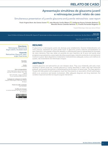 Apresentação simultânea de glaucoma juvenil e retinosquise juvenil: relato de caso