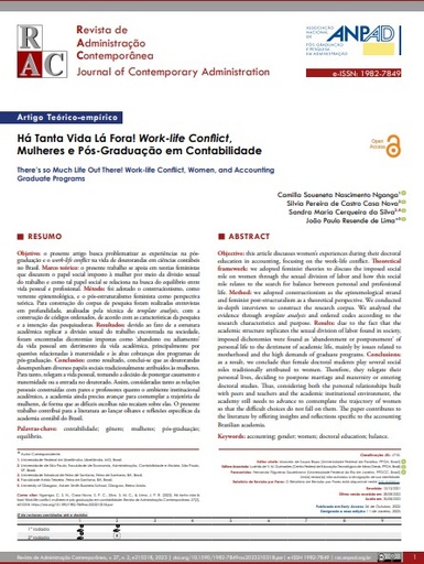 Há Tanta Vida Lá Fora! Work-life Conflict, Mulheres e Pós-Graduação em Contabilidade