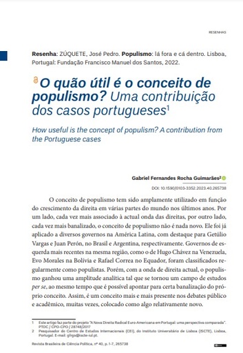 O quão útil é o conceito de populismo? Uma contribuição dos casos portugueses