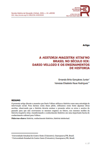 A HISTORIA MAGISTRA VITAE NO BRASIL NO SÉCULO XIX: DARIO VELLOZO E OS ENSINAMENTOS DE HISTORIA