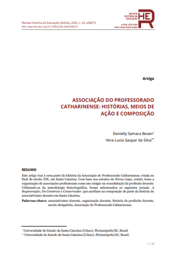 ASSOCIAÇÃO DO PROFESSORADO CATHARINENSE: HISTÓRIAS, MEIOS DE AÇÃO E COMPOSIÇÃO