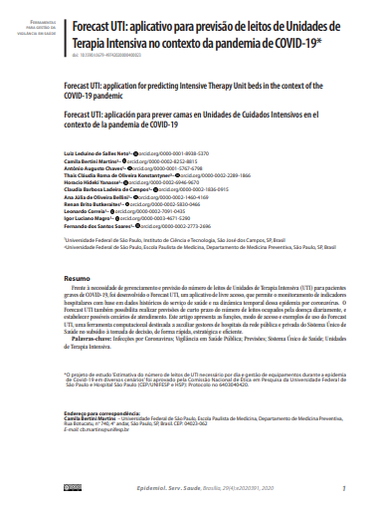 Forecast UTI: aplicativo para previsão de leitos de unidades de terapia intensiva no contexto da pandemia de COVID-19