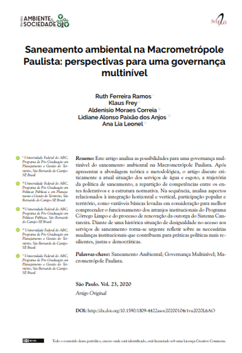 Environmental sanitation in São Paulo Macrometropolis: perspectives for a multi-level governance