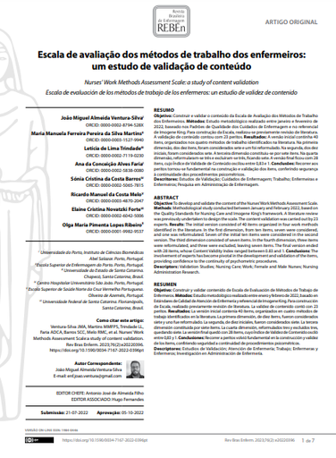 Nurses’ Work Methods Assessment Scale: a study of content validation