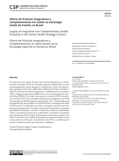 Oferta de Práticas Integrativas e Complementares em Saúde na Estratégia Saúde da Família no Brasil