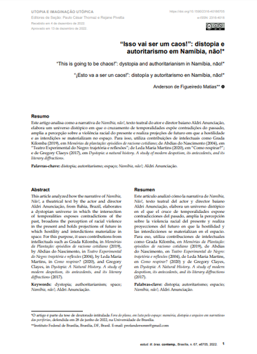 “Isso vai ser um caos!”: distopia e autoritarismo em Namíbia, não!