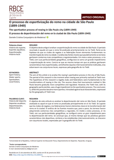 O processo de esportivização do remo na cidade de São Paulo (1899-1949)