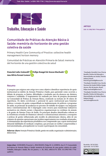 Comunidade de Práticas da Atenção Básica à Saúde: memória do horizonte de uma gestão coletiva da saúde