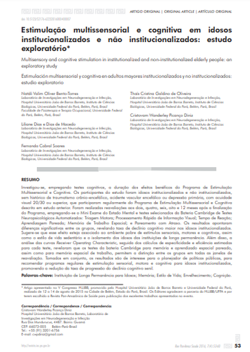 Estimulação multissensorial e cognitiva em idosos institucionalizados e não institucionalizados: estudo exploratório