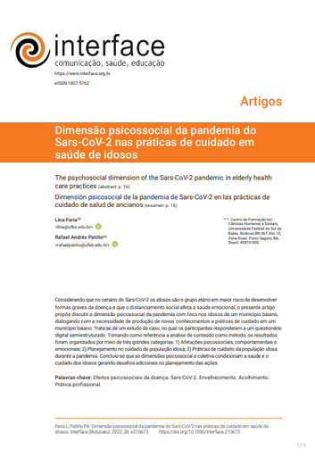 Dimensão psicossocial da pandemia do Sars-CoV-2 nas práticas de cuidado em saúde de idosos