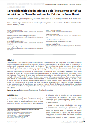 Soroepidemiologia da infecção pelo Toxoplasma gondii no Município de Novo Repartimento, Estado do Pará, Brasil