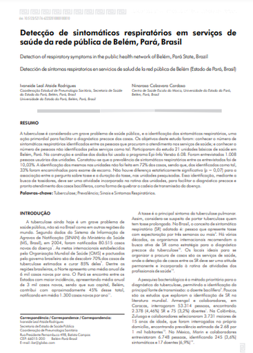 Detecção de sintomáticos respiratórios em serviços de saúde da rede pública de Belém, Pará, Brasil