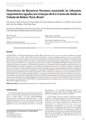 Ocorrência de Bocavírus Humano associado às infecções respiratórias agudas em crianças de 0 a 2 anos de idade na Cidade de Belém, Pará, Brasil