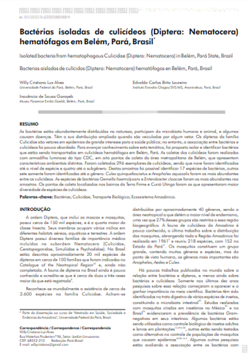 Bactérias isoladas de culicídeos (Diptera: Nematocera) hematófagos em Belém, Pará, Brasil