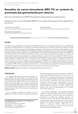 Reanálise da vacina tetravalente (RRV-TV) no contexto da prevenção das gastrenterites por rotavírus