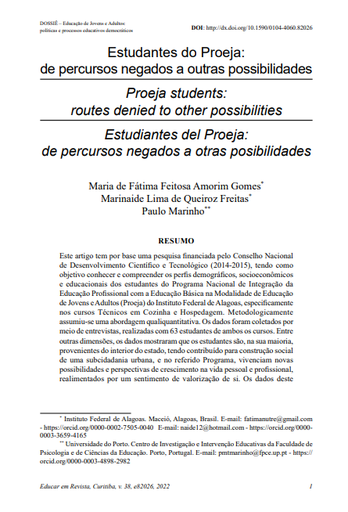 Estudantes do Proeja: de percursos negados a outras possibilidades