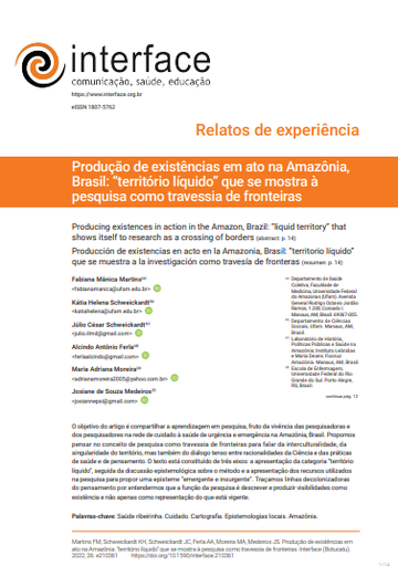 Produção de existências em ato na Amazônia, Brasil: “território líquido” que se mostra à pesquisa como travessia de fronteiras