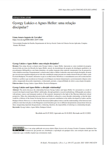 Gyorgy Lukács e Agnes Heller: uma relação discipular?