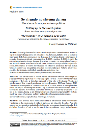 Se virando no sistema da rua: Moradores de rua, conceitos e práticas