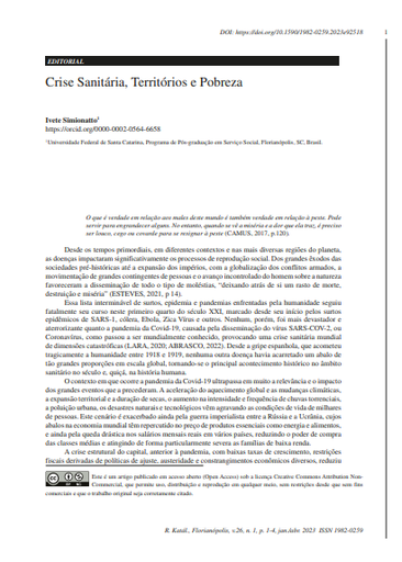 Crise Sanitária, Territórios E Pobreza