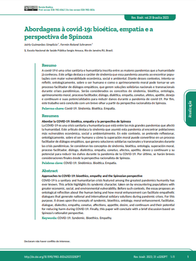 Abordagens à covid-19: bioética, empatia e a perspectiva de Spinoza