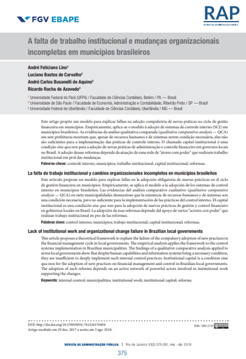 A falta de trabalho institucional e mudanças organizacionais incompletas em municípios brasileiros