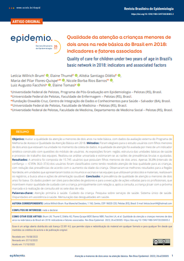 Qualidade da atenção a crianças menores de dois anos na rede básica do Brasil em 2018: indicadores e fatores associados
