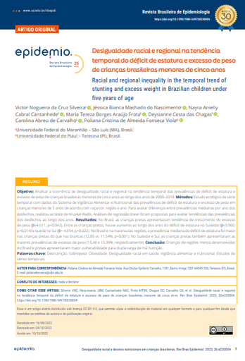 Desigualdade racial e regional na tendência temporal do déficit de estatura e excesso de peso de crianças brasileiras menores de cinco anos