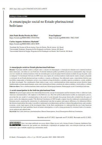A emancipação social no Estado plurinacional boliviano