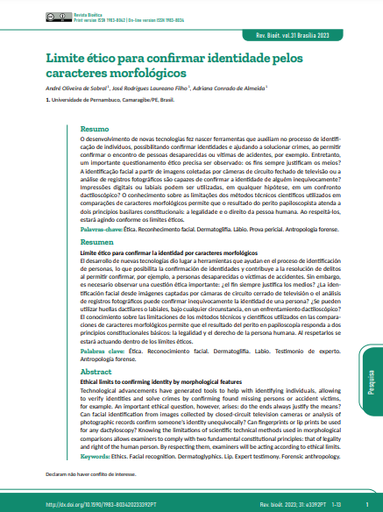 Limite ético para confirmar identidade pelos caracteres morfológicos
