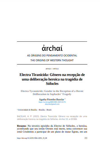 Electra Tiranicida: Gênero na recepção de uma deliberação heroica na tragédia de Sófocles