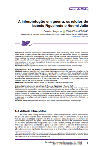 A interpretação em guerra: os relatos de Isabela Figueiredo e Noemi Jaffe