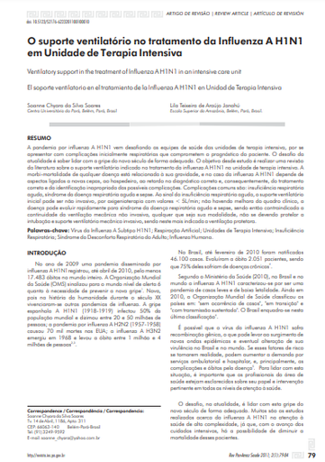 O suporte ventilatório no tratamento da Influenza A H1N1 em Unidade de Terapia Intensiva