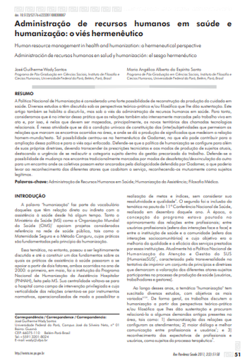 Administração de recursos humanos em saúde e humanização: o viés hermenêutico