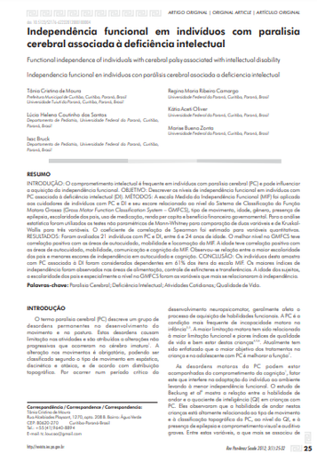 Independência funcional em indivíduos com paralisia cerebral associada à deficiência intelectual